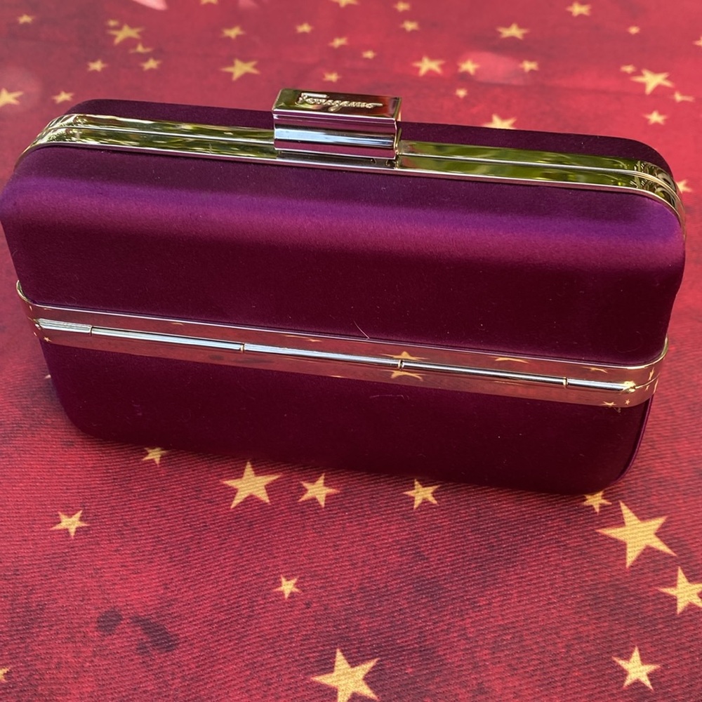Salvatore Ferragamo Purple Satin Clutch